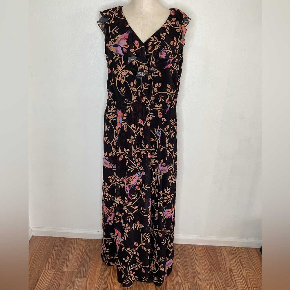 Wayward Fancies Tropical Black Floral Maxi Dress
